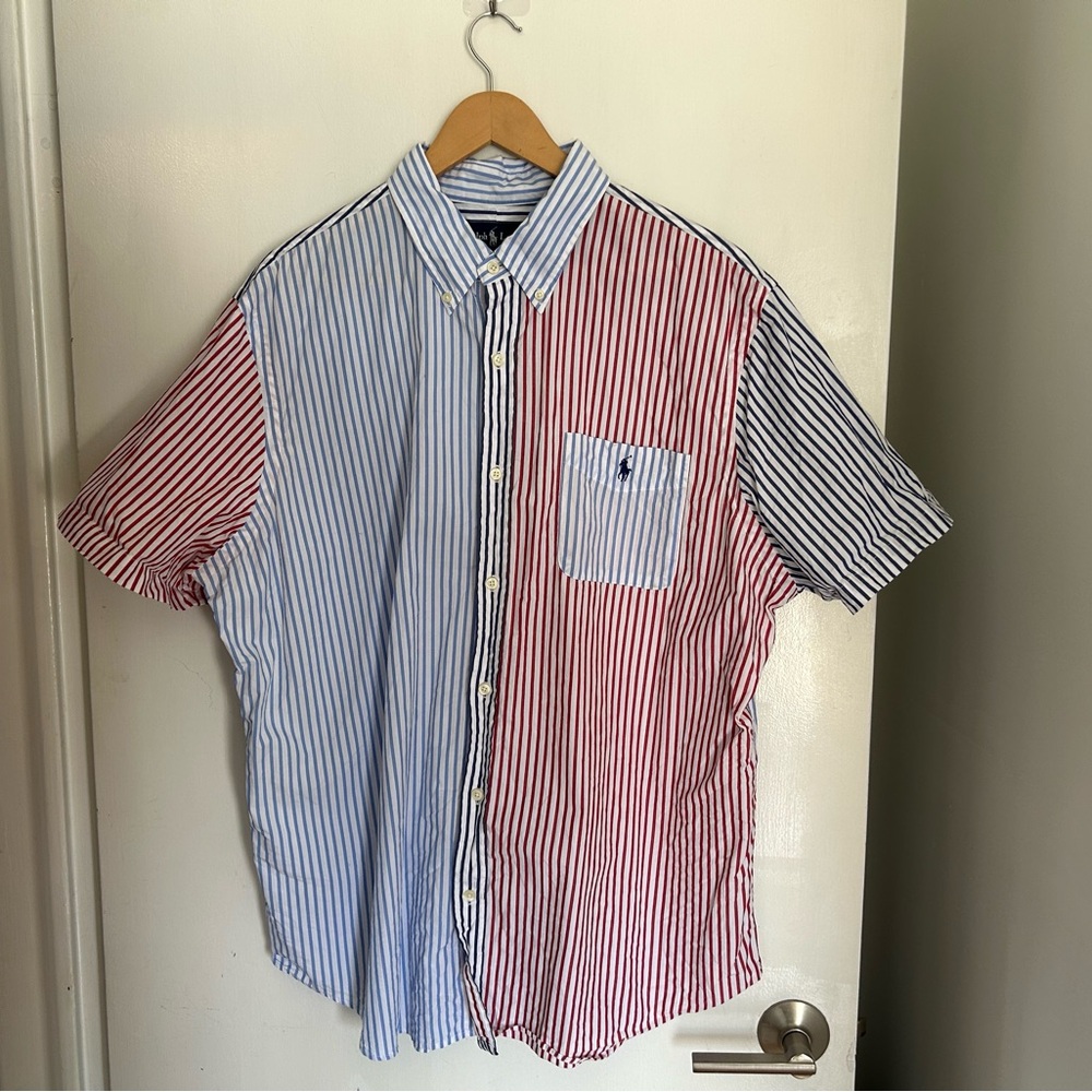 Polo by Ralph Lauren | Men's Striped Short-Sleeve Shirt - Red, Blue, White | XXL
